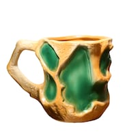 Taza De Café De Cerámica Con Forma Orgánica Única Color Verde/tostado 350 Ml - Venta Internacional.