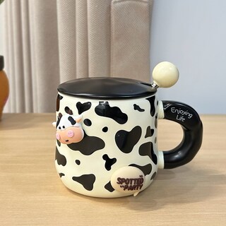 Foto 2 | Foto 2 | Taza De Cerámica Con Forma De Vaca 350 Ml Con Tapa Con Cita Para Disfrutar De La Vida Bonito Dis - Venta Internacional.
