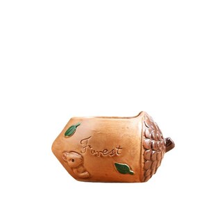 Foto 1 | Foto 1 | Maceta De Cerámica Con Forma De Bellota Con Bonito Estampado De Animales Del Bosque - Venta Internacional.