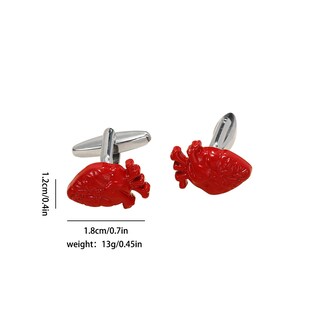 Foto 2 | Foto 2 | Gemelos De Aleación Con Forma De Corazón Rojo Para Hombre Diseño Moderno - Venta Internacional.
