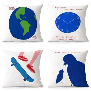 Foto 1 | Foto 1 | Juego De Fundas De Almohada Con Ilustraciones Caprichosas Y Divertidas Impresiones Artísticas - Venta Internacional.