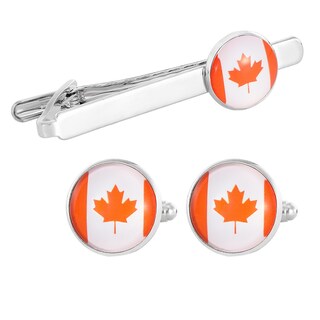 Foto 1 | Foto 1 | Juego De Gemelos Y Corbatas De Aleación Esmaltada Con La Bandera De Canadá - Venta Internacional.