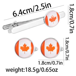 Foto 2 | Foto 2 | Juego De Gemelos Y Corbatas De Aleación Esmaltada Con La Bandera De Canadá - Venta Internacional.