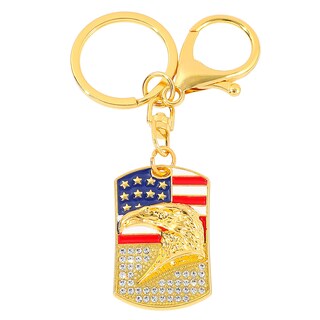 Foto 1 | Foto 1 | Llavero Metálico Con Bandera De Ee. Uu. Y Águila Con Incrustaciones De Diamantes De Imitación - Venta Internacional.