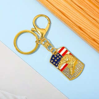 Foto 2 | Foto 2 | Llavero Metálico Con Bandera De Ee. Uu. Y Águila Con Incrustaciones De Diamantes De Imitación - Venta Internacional.