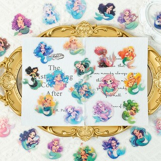 Foto 2 | Foto 2 | Calcomanías Holográficas Con Purpurina Con Forma De Sirena Para Niños 30 Unidades - Venta Internacional.