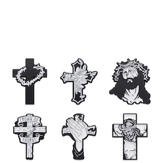 Foto 1 | Foto 1 | Juego De Broches Con Forma De Cruz Cristiana Aleación En Blanco Y Negro - Venta Internacional.