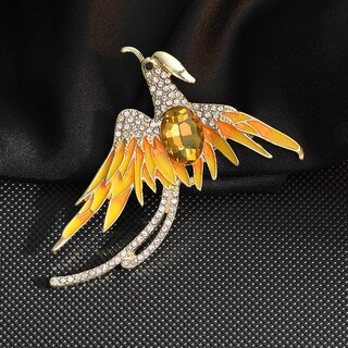 Foto 2 | Foto 2 | Broche Con Forma De Fénix De Lujo Con Gema Amarilla Y Alas De Cristal - Venta Internacional.
