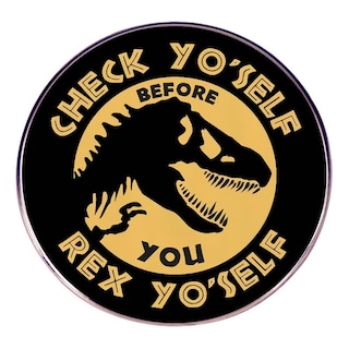 Foto 1 | Foto 1 | Broche Redondo Con Diseño Retro De Dinosaurio Negro Y Dorado Aleación De 3 X 3 Cm - Venta Internacional.