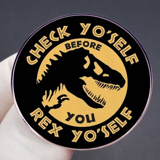 Foto 3 | Foto 3 | Broche Redondo Con Diseño Retro De Dinosaurio Negro Y Dorado Aleación De 3 X 3 Cm - Venta Internacional.