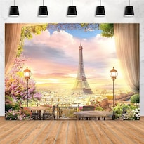 Tapiz Para Colgar En La Pared Con La Torre Eiffel De París Vista Al Atardecer 150 X 130 Cm - Venta Internacional.