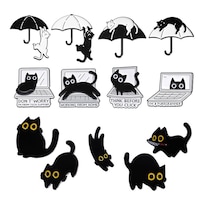 Set De Broches Con Diseño De Gato Negro Con Forma De Gato Negro Bonito Gatito Con Forma De Broche - Venta Internacional.