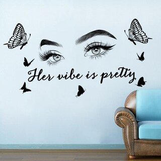 Foto 2 | Foto 2 | Pegatinas De Pared Her Vibe Beautiful Eyes Butterfly Quote Pvc - Venta Internacional.