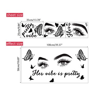 Foto 3 | Foto 3 | Pegatinas De Pared Her Vibe Beautiful Eyes Butterfly Quote Pvc - Venta Internacional.