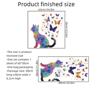 Foto 3 | Foto 3 | Adhesivos De Pared Coloridos De Pvc Con Forma De Gato Y Mariposa 30 X 60 Cm - Venta Internacional.