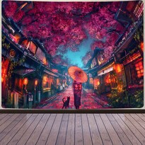 Tapiz Japonés Con Escena Nocturna De Anime Para Colgar En La Pared - Venta Internacional.