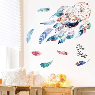 Foto 1 | Foto 1 | Adhesivos De Pared Con Forma De Atrapasueños Plumas Coloridas Pvc 75 X 75 Cm - Venta Internacional.