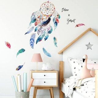Foto 2 | Foto 2 | Adhesivos De Pared Con Forma De Atrapasueños Plumas Coloridas Pvc 75 X 75 Cm - Venta Internacional.