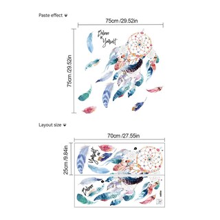 Foto 3 | Foto 3 | Adhesivos De Pared Con Forma De Atrapasueños Plumas Coloridas Pvc 75 X 75 Cm - Venta Internacional.