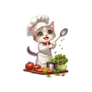 Foto 3 | Foto 3 | Adhesivos De Pared Con Bonitos Dibujos Animados De Gato Chef Adorable Gatito Cocinando - Venta Internacional.