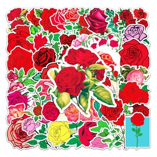 Foto 1 | Foto 1 | Pegatinas De Vinilo Con Estampado Floral De Rosas Rojas 50 Unidades Impermeables - Venta Internacional.