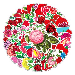 Foto 2 | Foto 2 | Pegatinas De Vinilo Con Estampado Floral De Rosas Rojas 50 Unidades Impermeables - Venta Internacional.
