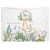 Tapiz De Peluche Con Diseño De Pájaro Botánico Para Colgar En La Pared 130 X 150 Cm - Venta Internacional.