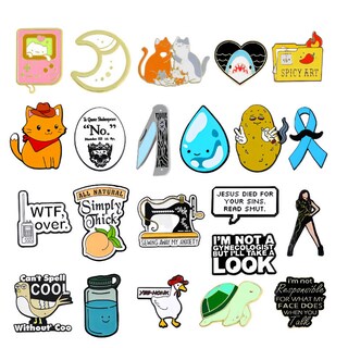 Foto 1 | Foto 1 | Juego De Broches Con Graciosa Cita De Dibujos Animados Creativa Aleación Esmaltada - Venta Internacional.