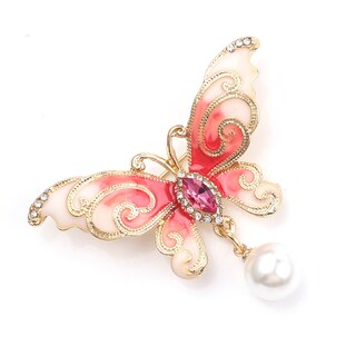 Foto 1 | Foto 1 | Elegante Broche Con Colgante De Mariposa Y Perlas Con Incrustaciones De Cristal - Venta Internacional.