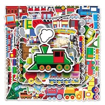 50 Pegatinas Con Forma De Tren Para Niños Coloridas Locomotoras Con Dibujos Animados - Venta Internacional.