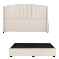 Cabecera Rogga Majestic Color Beige Claro King Size + Base Cama