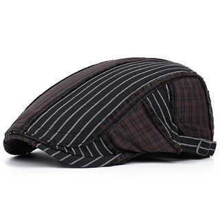 Foto 1 | Foto 1 | Gorra Plana Gatsby Newsboy De Algodón/mezclilla A Rayas Para Hombre - Venta Internacional.