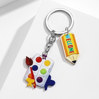 Foto 3 | Foto 3 | Llavero Colorida Paleta De Pintura Acrílica Dibujos Animados Bienvenida - Venta Internacional.