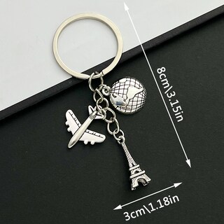 Foto 2 | Foto 2 | Juego De Llaveros Con Forma De Globo Inspirado En Viajes Avión Torre Eiffel - Venta Internacional.