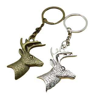 Foto 1 | Foto 1 | Juego De Llaveros Con Forma De Cabeza De Ciervo Vintage En Bronce Y Metal Plateado - Venta Internacional.