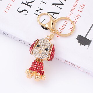 Foto 2 | Foto 2 | Llavero Creativo Con Colgante De Perro Rojo De Metal Con Diamantes De Imitación - Venta Internacional.