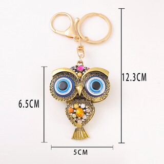 Foto 2 | Foto 2 | Llavero Retro En Forma De Búho De Bronce Con Ojos De Strass - Venta Internacional.