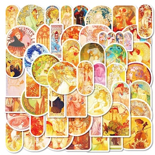 Foto 2 | Foto 2 | Paquete De Pegatinas Art Nouveau Con Estética Vintage 50 Unidades - Venta Internacional.