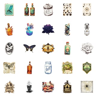 Foto 2 | Foto 2 | Pegatinas Vintage De Estética Gótica 50 Unidades De Vinilo Impermeable - Venta Internacional.