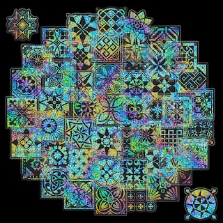 Foto 2 | Foto 2 | Pegatinas Holográficas Florales De Vinilo Impermeable 50 Unidades - Venta Internacional.