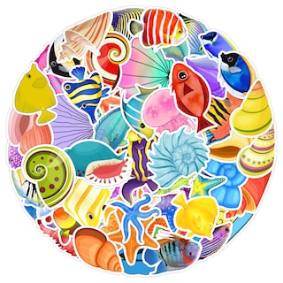 Foto 2 | Foto 2 | Paquete De Pegatinas Ocean 50 Unidades Dibujadas A Mano Con Vida Marina Impermeables - Venta Internacional.