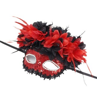 Foto 2 | Foto 2 | Máscara De Mascarada De Pvc Con Lentejuelas Emplumadas Rojas Y Negras - Venta Internacional.