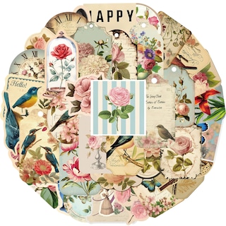 Foto 2 | Foto 2 | Set De Pegatinas Vintage Botánicas Retro Con Forma De Mariposa 50 Unidades - Venta Internacional.