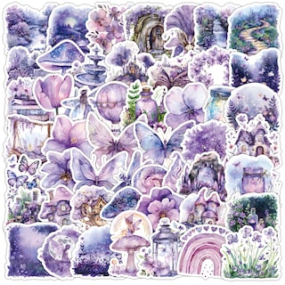 Foto 1 | Foto 1 | Paquete De Pegatinas Con Temática De Jardín De Hadas Estética Púrpura 50 Unidades - Venta Internacional.