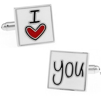 Foto 1 | Foto 1 | Gemelos Con Texto «i Love You» Para Hombre Elegante Diseño Cuadrado - Venta Internacional.