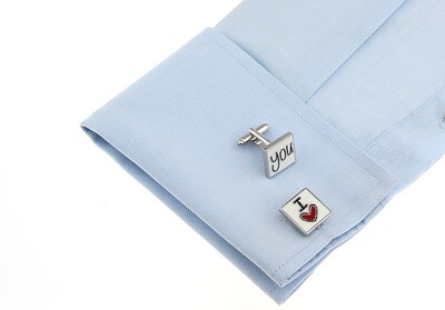 Foto 3 | Foto 3 | Gemelos Con Texto «i Love You» Para Hombre Elegante Diseño Cuadrado - Venta Internacional.