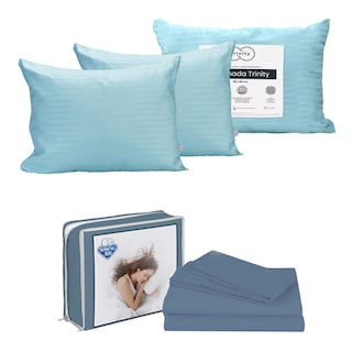 Foto 1 | Foto 1 | Sábanas Spring Air Basic Color Azul Acero King Size + 2 Almohadas Trinity