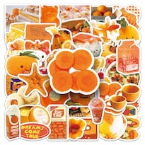 Paquete De Pegatinas Orange Aesthetic 50 Unidades Para Alimentos Y Frutas Impermeables - Venta Internacional.