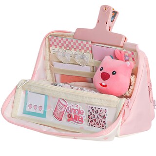 Foto 2 | Foto 2 | Estuche Para Lápices Tela Transparente De Gran Capacidad Color Rosa - Venta Internacional.