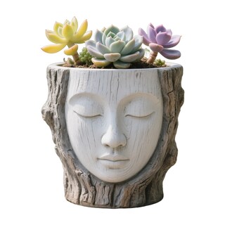 Foto 1 | Foto 1 | Maceta De Resina Con Forma De Tocón De Árbol Cabeza De Niña 700 G 17 X 17 X 16 5 Cm - Venta Internacional.